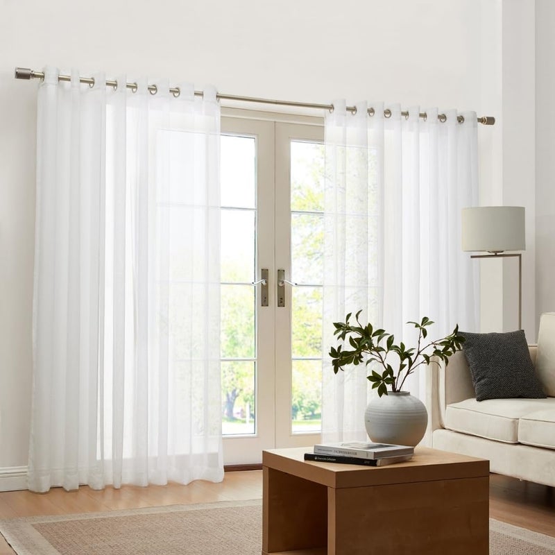 Elrene Home Fashions Carmen Sheer Extra-Wide Weatherproof Indoor/Outdoor Grommet Top Curtain Panel with Coordinating Tieback for Porch, Pergola, Patio, Deck, 114â€W x 95â€L, White - Image 3